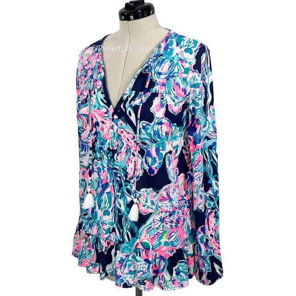 LILLY PULITZER Daisy Knit Long Sleeve Top in Bright Navy Caught Up Size M EUC - Picture 5 of 15